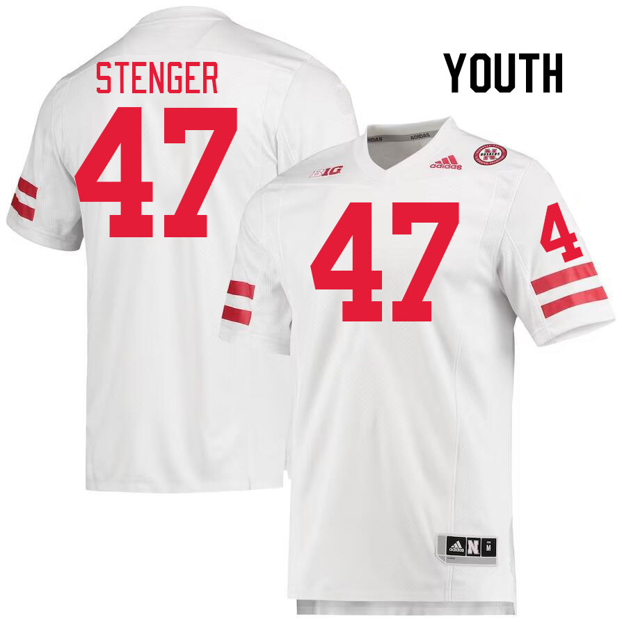 Youth #47 Gage Stenger Nebraska Cornhuskers College Football Jerseys Stitched Sale-White